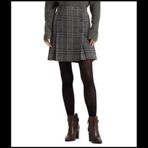 Lauren Ralph Lauren Kathtina Wool Blend Plaid Mini Skater Skirt Size 10 - NWT